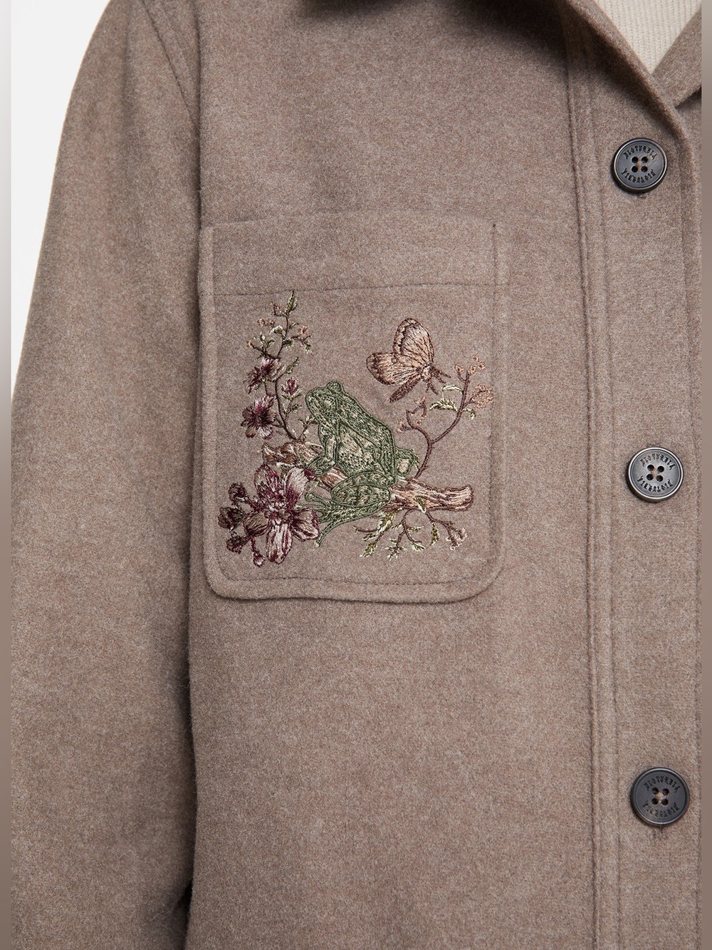 Disturbia Cordelia Floral Frog Embroidered Pocket Front Shacket US 14 / UK 18 - Picture 2 of 8